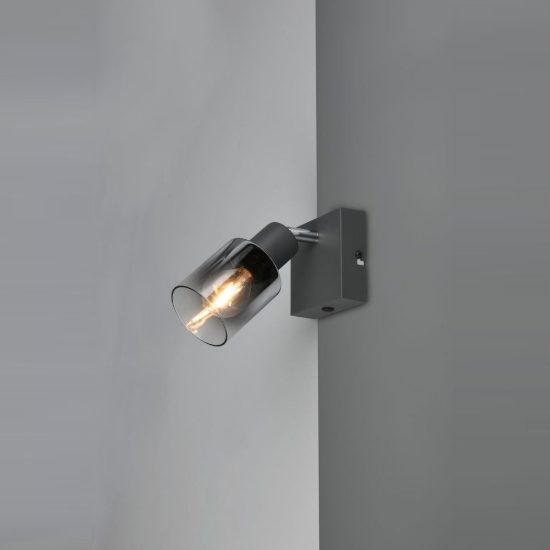 Faretto da soffitto per soggiorno orientabile moderno antracite con vetro fume