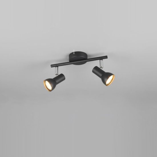Plafoniera con 2 faretti orientabili moderna nera