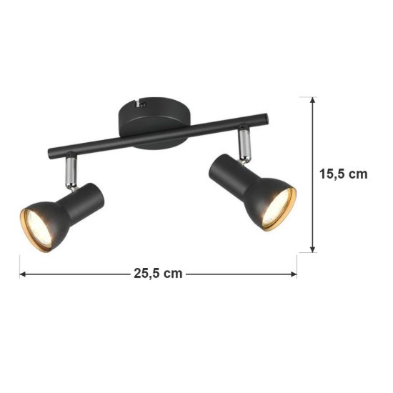 Plafoniera con 2 faretti orientabili moderna nera