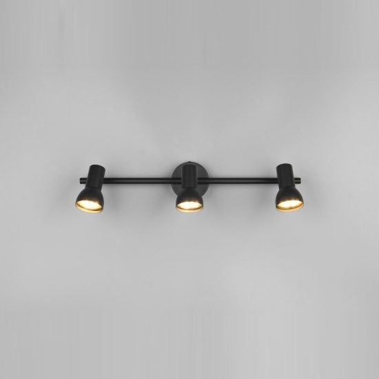 Plafoniera con 3 faretti orientabili moderna nera