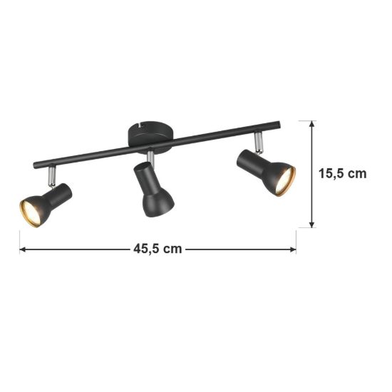 Plafoniera con 3 faretti orientabili moderna nera
