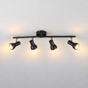 Plafoniera con 4 faretti orientabili moderna nera