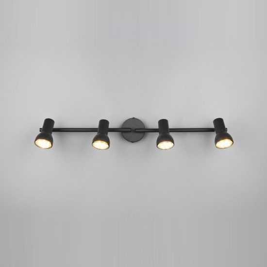 Plafoniera con 4 faretti orientabili moderna nera
