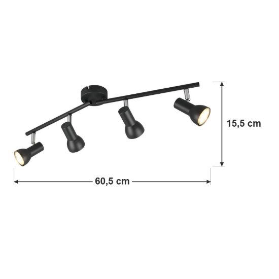 Plafoniera con 4 faretti orientabili moderna nera