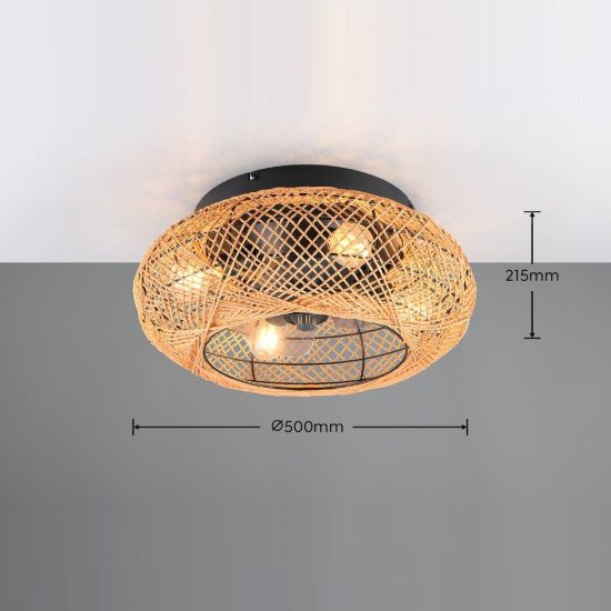 Ventilatore da soffitto con luce 4 luci con telecomando marrone con diffusore in carta