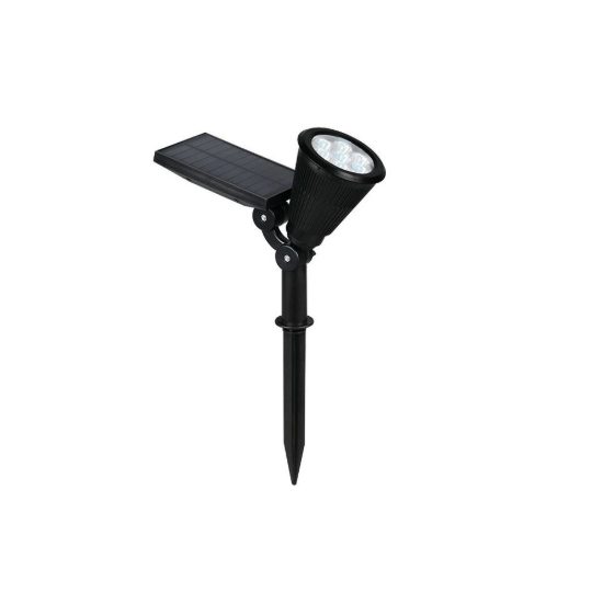 Faretto da esterno solare led 1w rgb con picchetto sensore crepuscolare ip44 orientabile nero