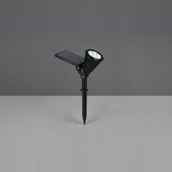Faretto da esterno solare led 1w rgb con picchetto sensore crepuscolare ip44 orientabile nero