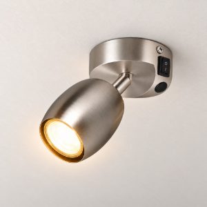 Applique per comodino camera da letto orientabile moderna metallo nichel opaco con interruttore