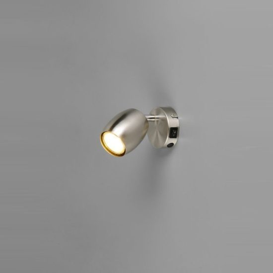 Applique per comodino camera da letto orientabile moderna metallo nichel opaco con interruttore