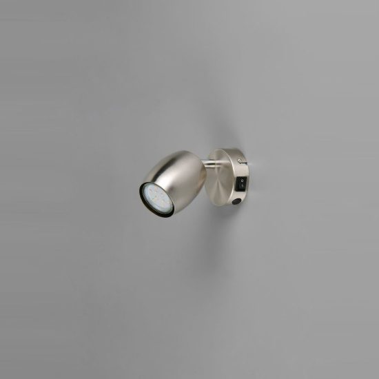 Applique per comodino camera da letto orientabile moderna metallo nichel opaco con interruttore