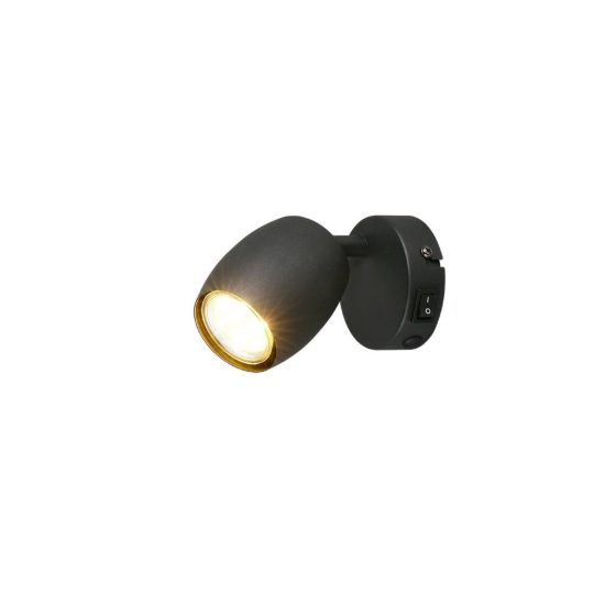 Applique per comodino camera da letto orientabile moderna metallo nero opaco con interruttore