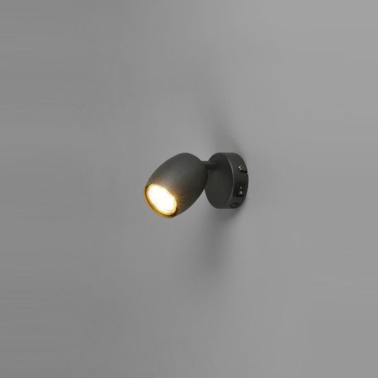 Applique per comodino camera da letto orientabile moderna metallo nero opaco con interruttore