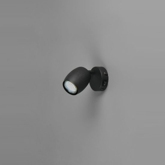 Applique per comodino camera da letto orientabile moderna metallo nero opaco con interruttore