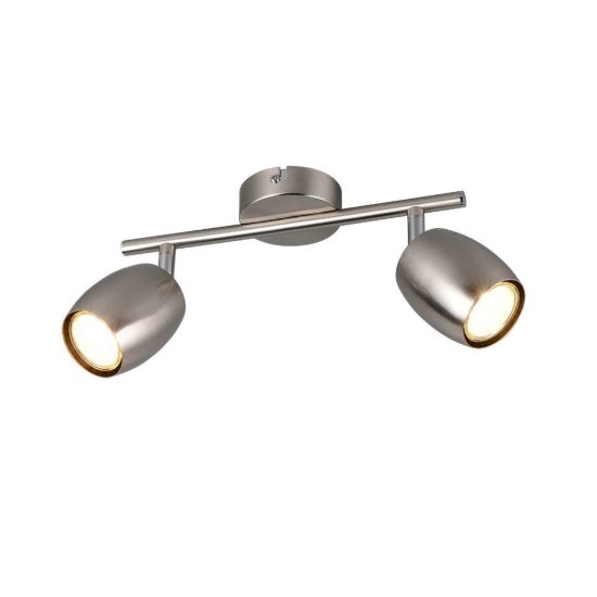 Plafoniera con 2 faretti orientabili moderna in metallo nichel opaco