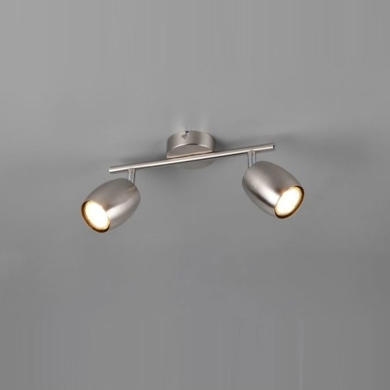 Plafoniera con 2 faretti orientabili moderna in metallo nichel opaco
