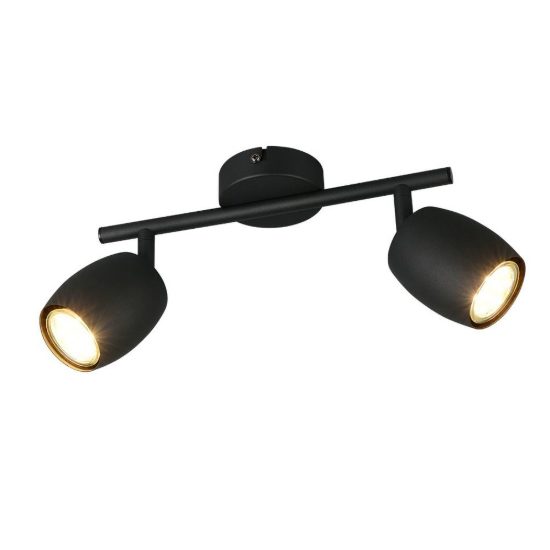 Plafoniera con 2 faretti orientabili moderna in metallo nero opaco