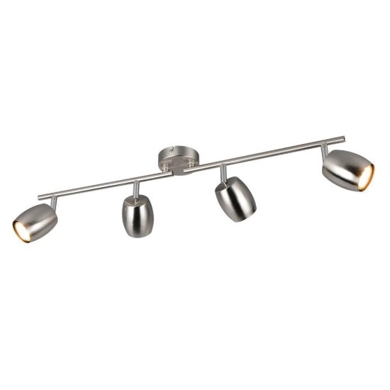 Plafoniera con 4 faretti orientabili moderna in metallo nichel opaco