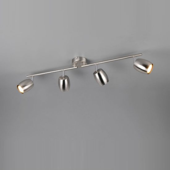 Plafoniera con 4 faretti orientabili moderna in metallo nichel opaco