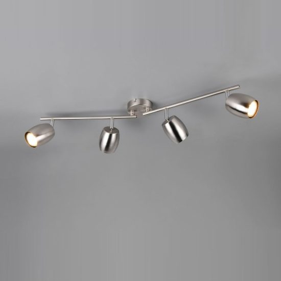 Plafoniera con 4 faretti orientabili moderna in metallo nichel opaco