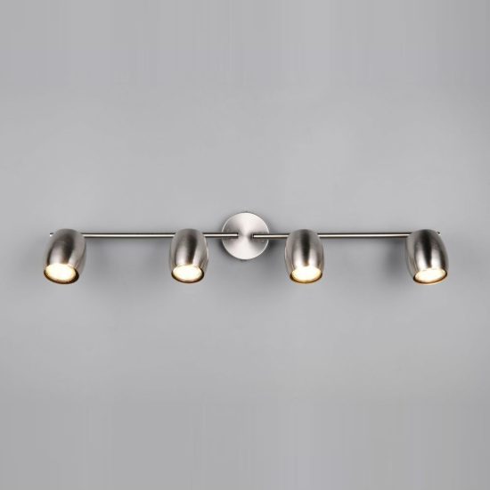 Plafoniera con 4 faretti orientabili moderna in metallo nichel opaco