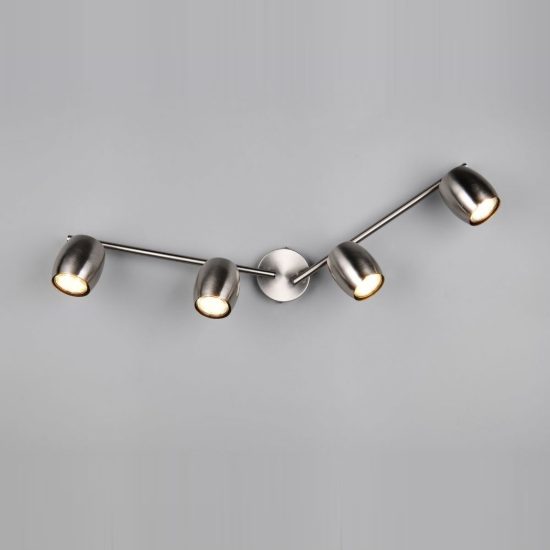 Plafoniera con 4 faretti orientabili moderna in metallo nichel opaco