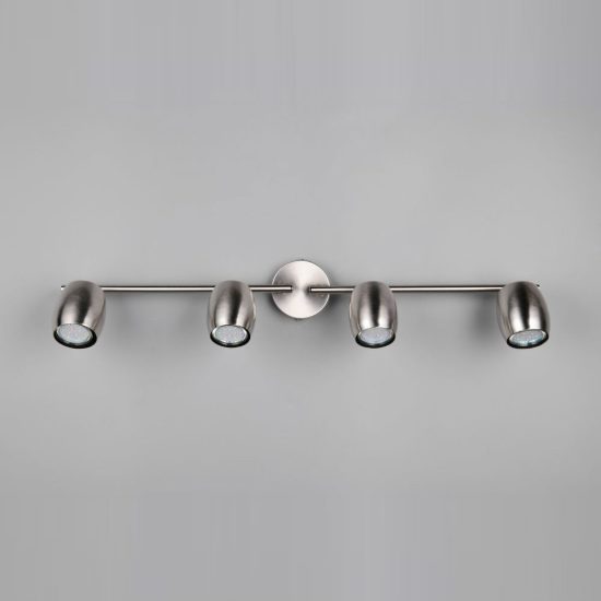Plafoniera con 4 faretti orientabili moderna in metallo nichel opaco