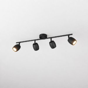 Plafoniera con 4 faretti orientabili moderna in metallo nero opaco