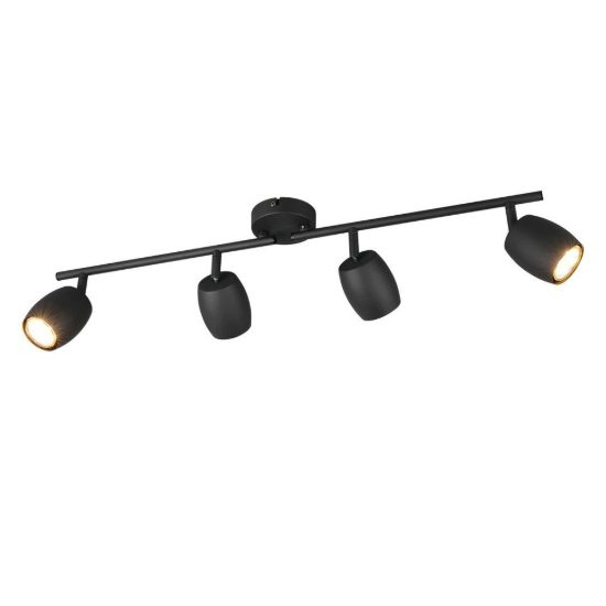 Plafoniera con 4 faretti orientabili moderna in metallo nero opaco