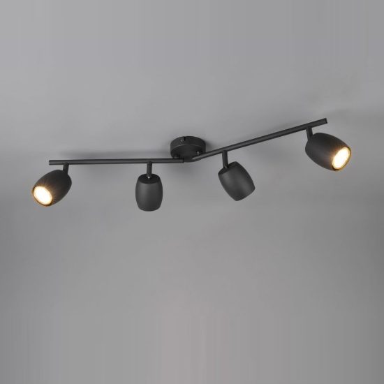 Plafoniera con 4 faretti orientabili moderna in metallo nero opaco