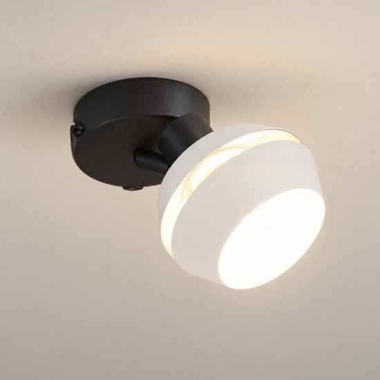 Faretto da soffitto per soggiorno orientabile moderno nero con paralume intagliato grigio caldo