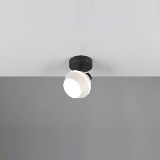 Faretto da soffitto per soggiorno orientabile moderno nero con paralume intagliato grigio caldo