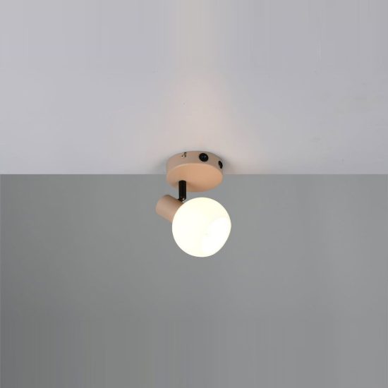 Applique per comodino camera da letto orientabile beige con diffusore in vetro bianco interruttore