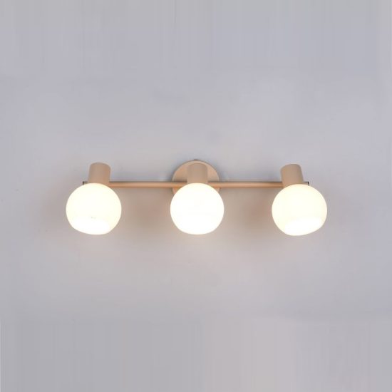 Plafoniera con 3 faretti orientabili moderna beige con diffusori in vetro bianco