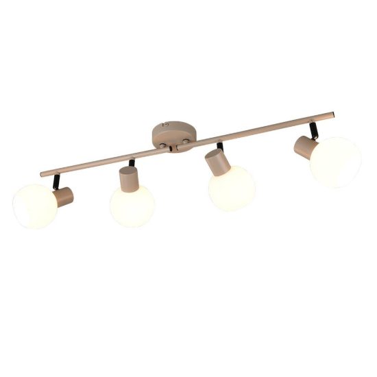 Plafoniera con 4 faretti orientabili moderna beige con diffusori in vetro bianco