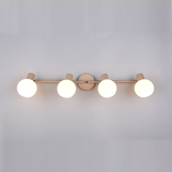 Plafoniera con 4 faretti orientabili moderna beige con diffusori in vetro bianco