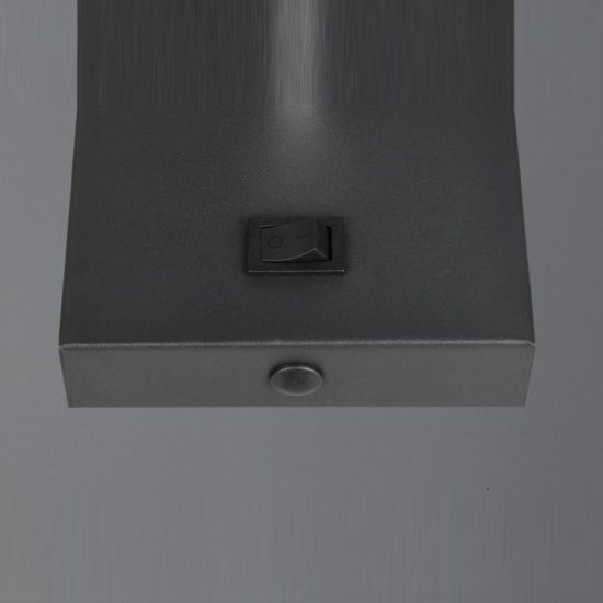 Applique per comodino camera da letto orientabile nera con vetro fume strutturato interruttore