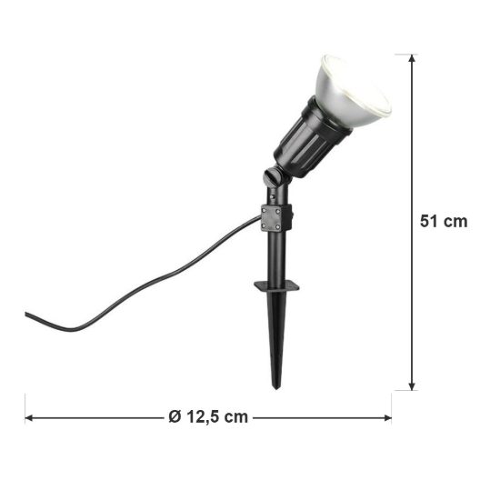 Faretto da esterno con picchetto ip44 orientabile nero