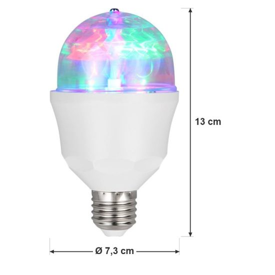 Lampadina led e27 3w rgb effetto discoteca bianca