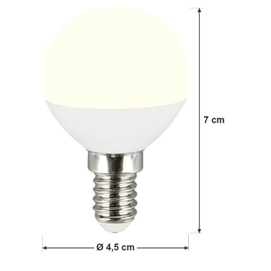 Lampadina led e14 a sfera 2,9w 3000k bianca confezione 3 pezzi