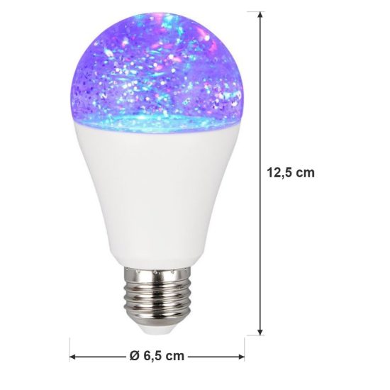 Lampadina led e27 2,5w rgb effetto cristallo bianca