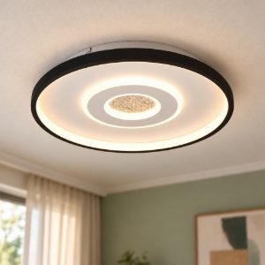 Plafoniera led 20w 3000k moderna rotonda bianca con bordo nero
