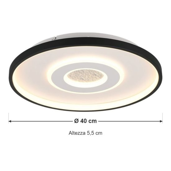 Plafoniera led 20w 3000k moderna rotonda bianca con bordo nero