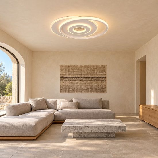 Plafoniera led 36w 3000k per soggiorno moderna bianca a due livelli sfalsati