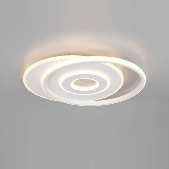 Plafoniera led 36w 3000k per soggiorno moderna bianca a due livelli sfalsati
