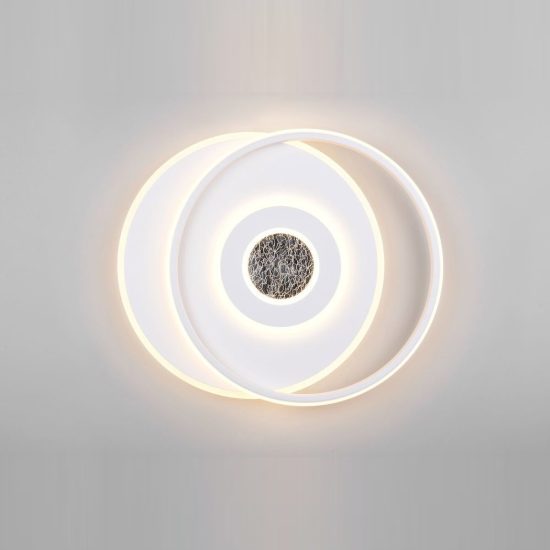 Plafoniera led 36w 3000k per soggiorno moderna bianca a due livelli sfalsati