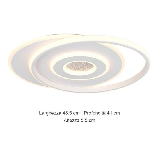 Plafoniera led 36w 3000k per soggiorno moderna bianca a due livelli sfalsati