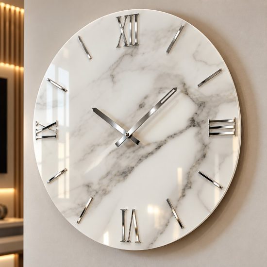 Orologio resina a parete moderno rotondo effetto marmorizzato 60cm