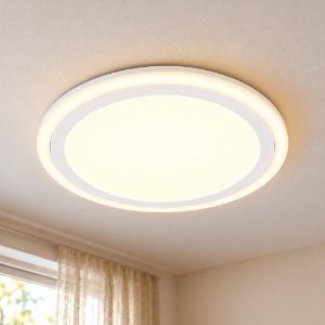 Plafoniera led 11w 3000k moderna rotonda bianca con anelli luminosi