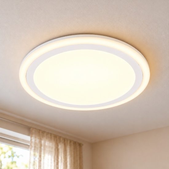 Plafoniera led 11w 3000k moderna rotonda bianca con anelli luminosi