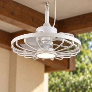 Ventilatore da soffitto con luce led 20w cct 2700k 6500k con telecomando ip44 da esterno bianco